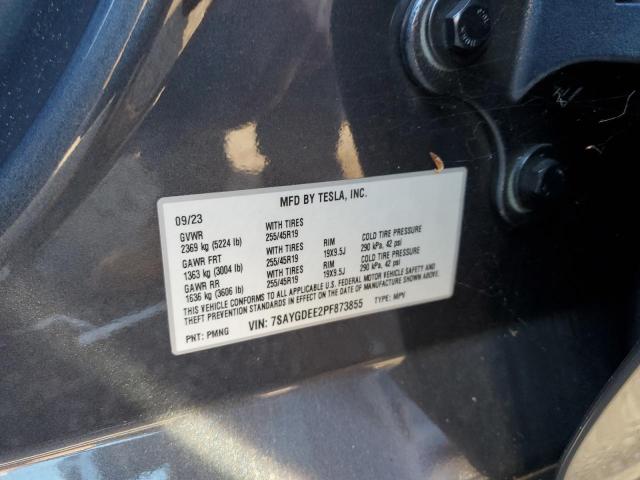 7SAYGDEE2PF873855 - 2023 TESLA MODEL Y GRAY photo 12
