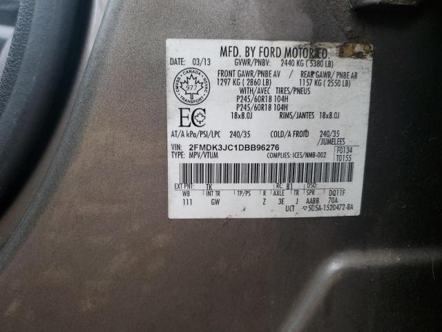 2FMDK3JC1DBB96276 - 2013 FORD EDGE SEL 灰色 照片 13