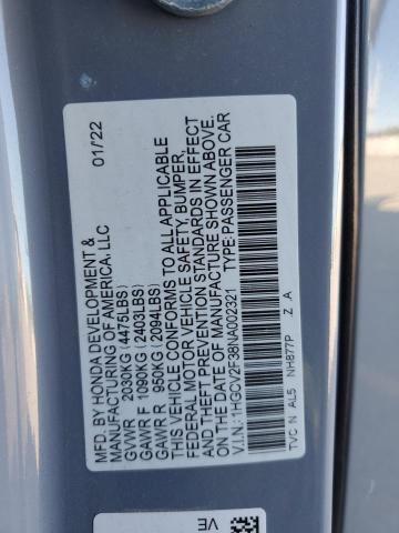 1HGCV2F38NA002321 - 2022 HONDA ACCORD SPORT BLUE photo 12