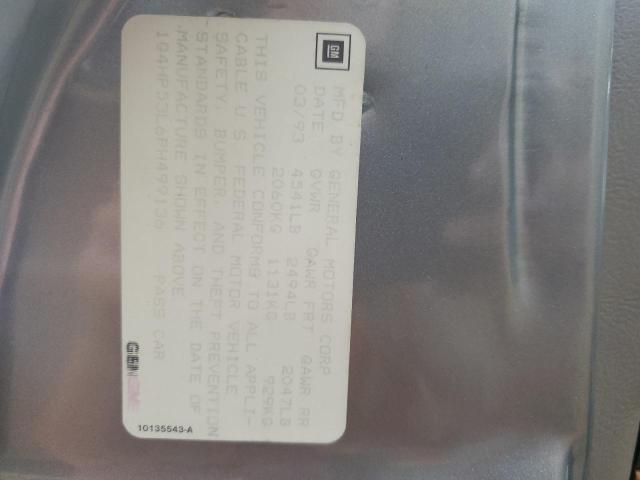 1G4HP53L6PH499136 - 1993 BUICK LESABRE CUSTOM GRAY photo 12