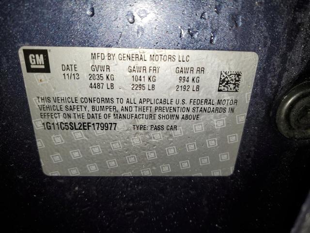 1G11C5SL2EF179977 - 2014 CHEVROLET MALIBU 1LT BLUE photo 12