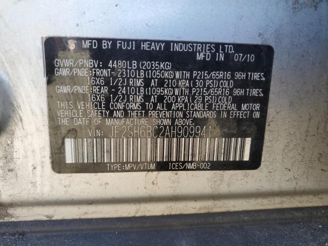 JF2SH6BC2AH909941 - 2010 SUBARU FORESTER XS Srebrny zdjęcie 14