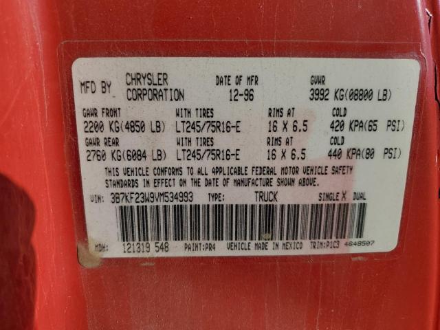 3B7KF23W9VM534993 - 1997 DODGE RAM 2500 წითელი ფოტო 12