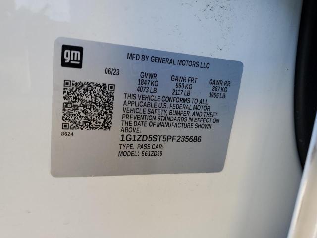 1G1ZD5ST5PF235686 - 2023 CHEVROLET MALIBU LT WHITE photo 13