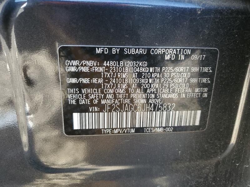 JF2SJAGC6JH475832 - 2018 SUBARU FORESTER 2.5I PREMIUM Grau Foto 13