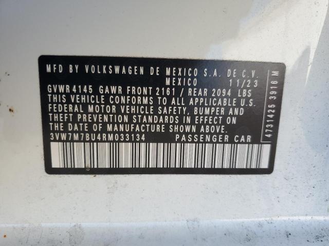 3VW7M7BU4RM033134 - 2024 VOLKSWAGEN JETTA SE WHITE photo 12
