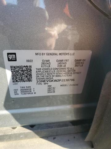 1GNEVGKW2PJ138796 - 2023 CHEVROLET TRAVERSE LT 银色 照片 12