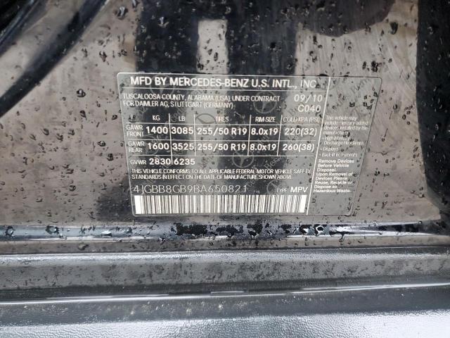 4JGBB8GB9BA650821 - 2011 MERCEDES-BENZ ML 350 4MATIC BLACK photo 13