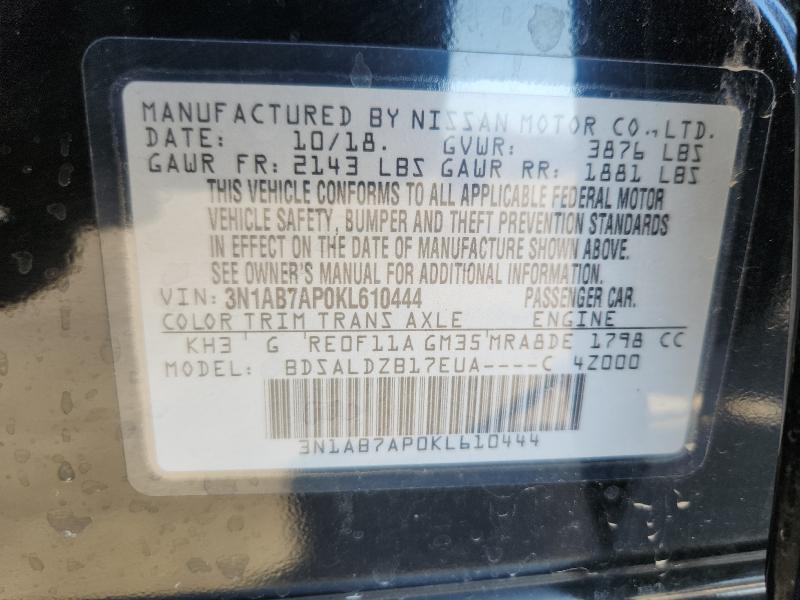 3N1AB7AP0KL610444 - 2019 NISSAN SENTRA S 黑色 照片 13