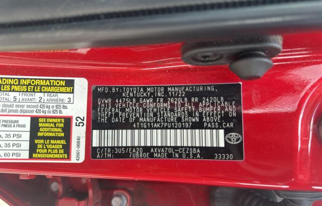 4T1G11AK7PU120197 - 2023 TOYOTA CAMRY SE NIGHT SHADE RED photo 10