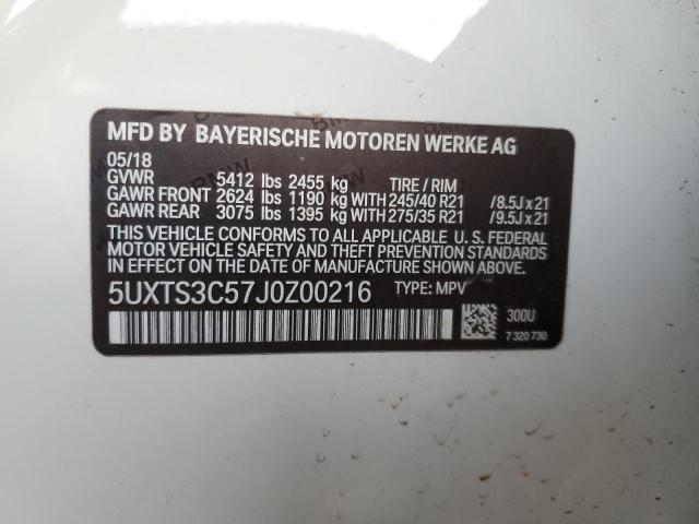 5UXTS3C57J0Z00216 - 2018 BMW X3 XDRIVEM40I WHITE photo 13