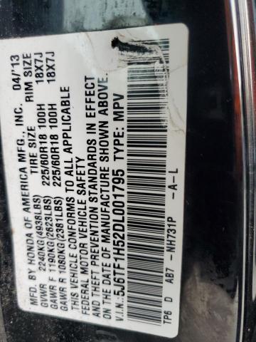 5J6TF1H52DL001795 - 2013 HONDA CROSSTOUR EXL შავი ფოტო 12
