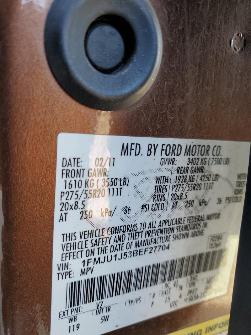 1FMJU1J53BEF27704 - 2011 FORD EXPEDITION XLT BROWN photo 12