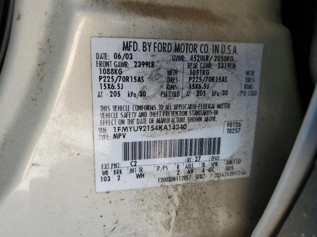 1FMYU92154KA14340 - 2004 FORD ESCAPE XLS 金色 照片 14