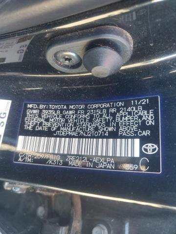 JTDEPMAE7NJ210714 - 2022 TOYOTA COROLLA LE 黑色 照片 12