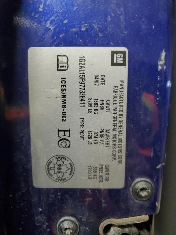 1G2AL15F977328411 - 2007 PONTIAC G5 Bleu photo 12