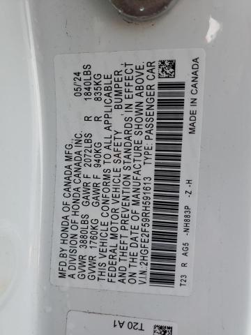 2HGFE2F59RH591613 - 2024 HONDA CIVIC SPORT 白色 照片 13