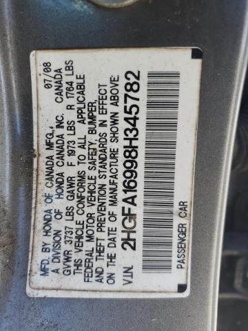 2HGFA16998H345782 - 2008 HONDA CIVIC EXL თეთრი ფოტო 12