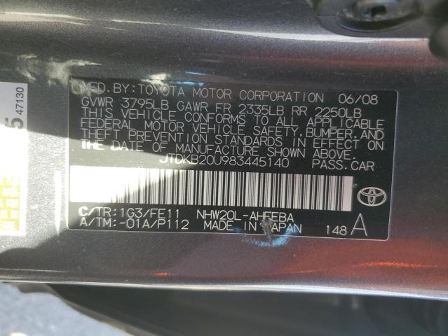 JTDKB20U983445140 - 2008 TOYOTA PRIUS GRAY photo 12