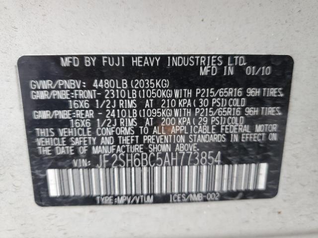 JF2SH6BC5AH773854 - 2010 SUBARU FORESTER XS Weiß Foto 12