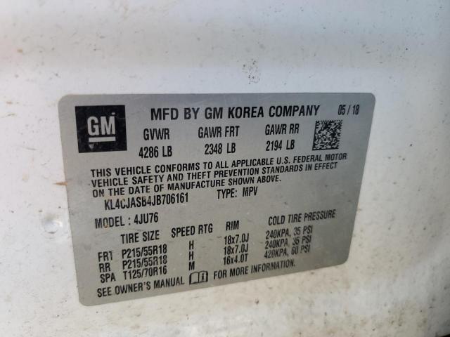 KL4CJASB4JB706161 - 2018 BUICK ENCORE PREFERRED WHITE photo 12