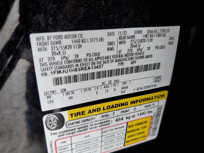 1FMJU1H83REA13457 - 2024 FORD EXPEDITION XLT BLACK photo 13