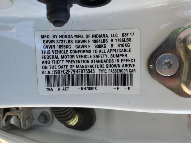 19XFC2F79HE075543 - 2017 HONDA CIVIC EX WHITE photo 12