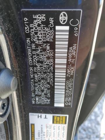 JTDKARFU4K3081901 - 2019 TOYOTA PRIUS BLACK photo 12