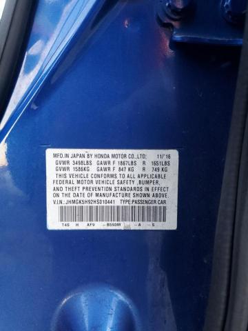 JHMGK5H92HS010441 - 2017 HONDA FIT EX BLUE photo 12