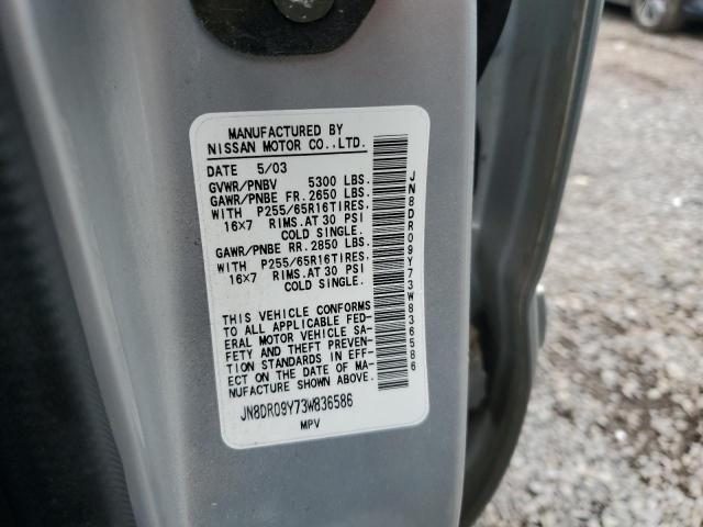 JN8DR09Y73W836586 - 2003 NISSAN PATHFINDER LE SILVER photo 13