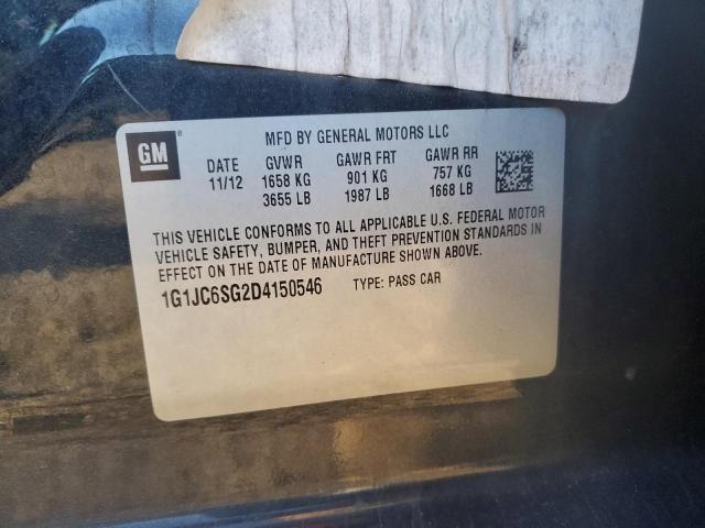 1G1JC6SG2D4150546 - 2013 CHEVROLET SONIC LT BLACK photo 12