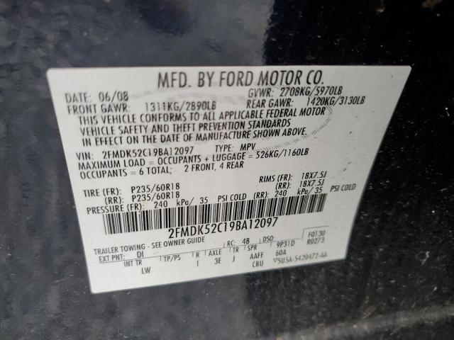 2FMDK52C19BA12097 - 2009 FORD FLEX SEL BLUE photo 13