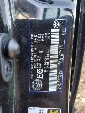 5YFB4MBE4NP116974 - 2022 TOYOTA COROLLA SE BLACK photo 13