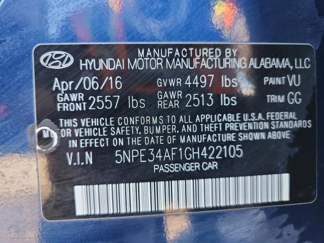 5NPE34AF1GH422105 - 2016 HYUNDAI SONATA SPORT 蓝色 照片 12