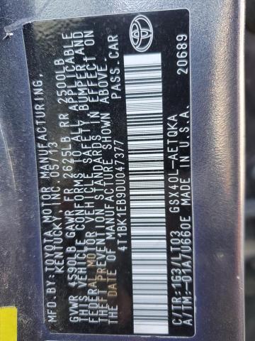 4T1BK1EB9DU047377 - 2013 TOYOTA AVALON BASE 灰色 照片 12