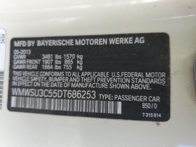 WMWSU3C55DT686253 - 2013 MINI COOPER CREAM photo 12
