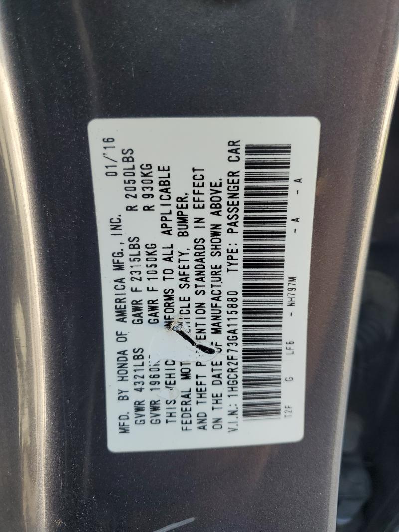 1HGCR2F73GA115880 - 2016 HONDA ACCORD EX 灰色 照片 13
