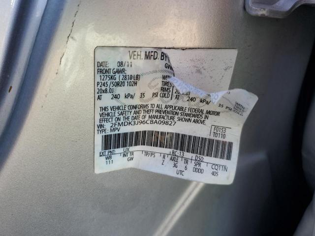 2FMDK3J96CBA09827 - 2012 FORD EDGE SEL SILVER photo 12