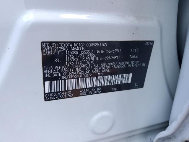 JTMBFREV2HJ105872 - 2017 TOYOTA RAV4 LE WHITE photo 13