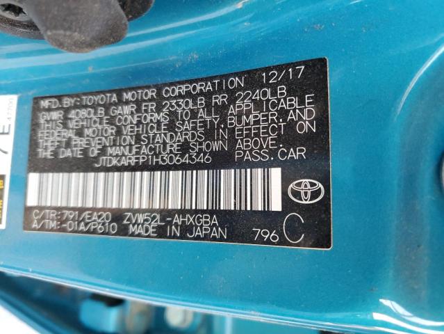 JTDKARFP1H3064346 - 2017 TOYOTA PRIUS PRIM 蓝色 照片 13