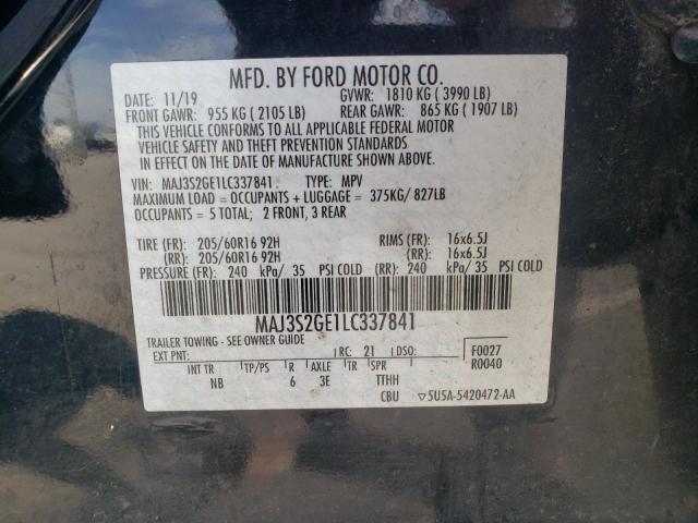 MAJ3S2GE1LC337841 - 2020 FORD ECOSPORT SE Czarny zdjęcie 13