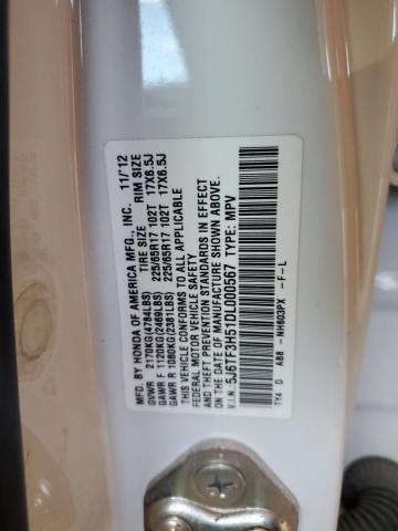 5J6TF3H51DL000567 - 2013 HONDA CROSSTOUR EXL أبيض صورة 12