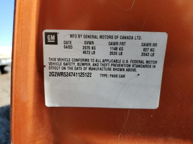 2G2WR524741125122 - 2004 PONTIAC GRAND PRIX GTP Orange Foto 12