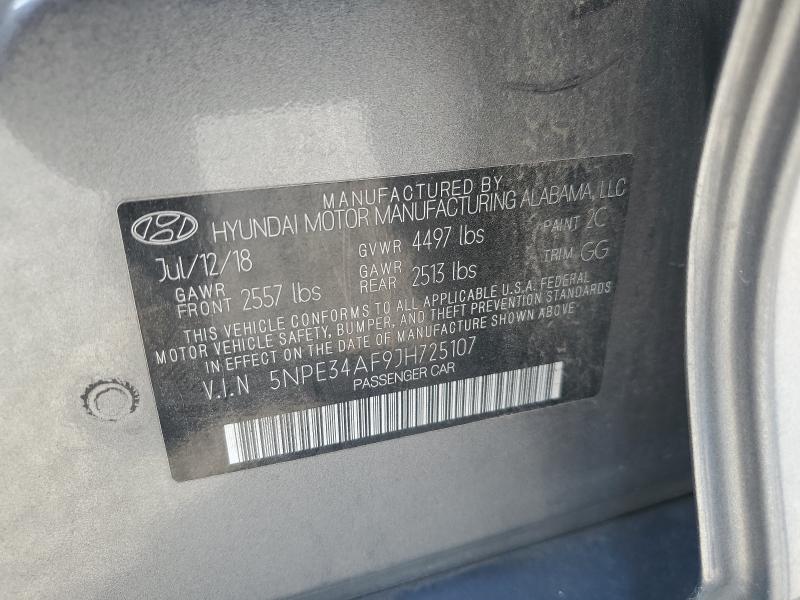 5NPE34AF9JH725107 - 2018 HYUNDAI SONATA SPORT CHARCOAL photo 12