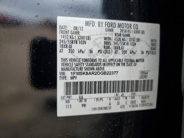 1FM5K8AR2DGB22377 - 2013 FORD EXPLORER POLICE INTERCEPTOR BLACK photo 13