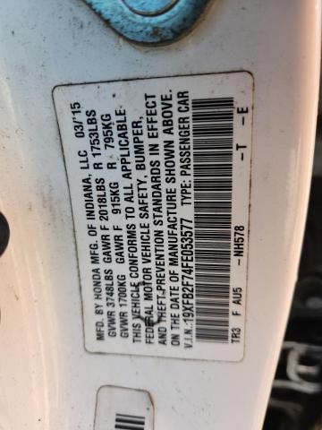 19XFB2F74FE053577 - 2015 HONDA CIVIC SE 白色 照片 12