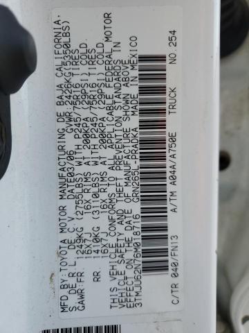 3TMJU62N76M018716 - 2006 TOYOTA TACOMA DOUBLE CAB PRERUNNER WHITE photo 13