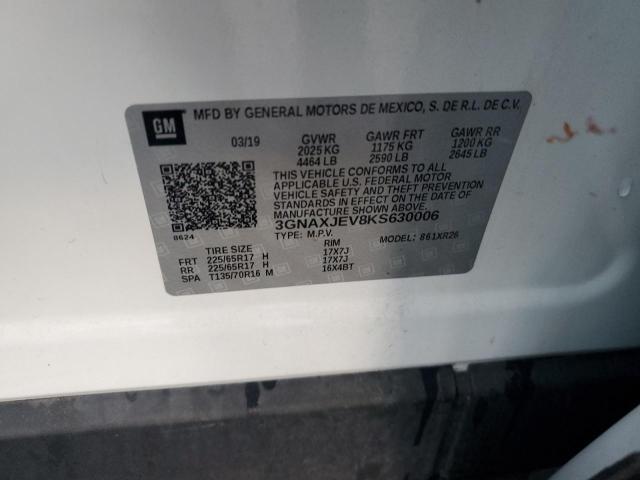 3GNAXJEV8KS630006 - 2019 CHEVROLET EQUINOX LT 白色 照片 12