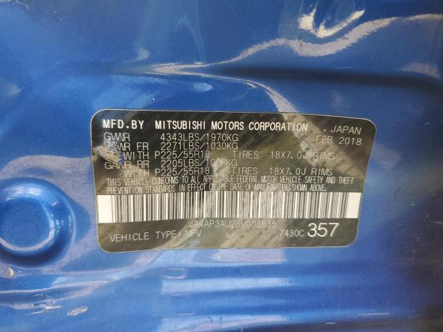 JA4AP3AU2JU008835 - 2018 MITSUBISHI OUTLANDER ES BLUE photo 13