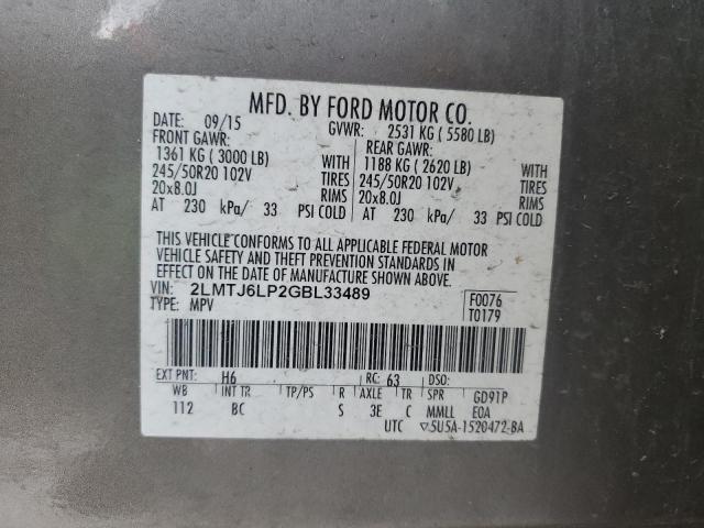 2LMTJ6LP2GBL33489 - 2016 LINCOLN MKX RESERVE Թուխ լուսանկար 13